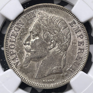 1868-BB France 2 Francs NGC AU55 Lot#G8894 Silver!