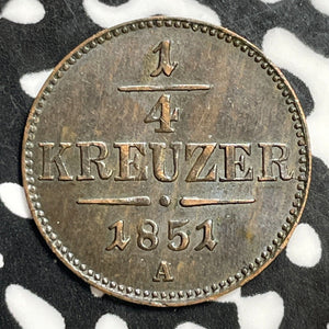 1851-A Austria 1/4 Kreuzer Lot#E5378 Nice!