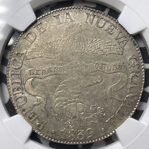 1839-RS Colombia Bogota 8 Reales NGC AU55 Lot#G8616 Large Silver Coin!