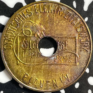 Undated Germany Plauen Electricity Token Lot#E0428 High Grade! Beautiful!