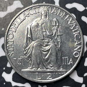 1942 Vatican City 2 Lire Lot#E8933 High Grade! Beautiful!