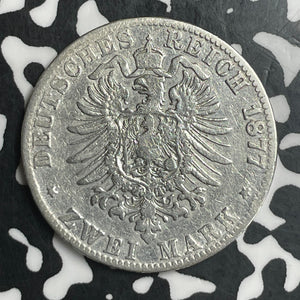 1877 Germany Baden 2 Mark Lot#T6650 Silver! Old Cleaning