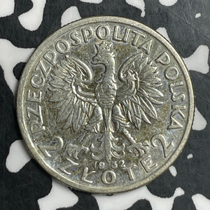 1932 Poland 2 Zlote Lot#T6730 Silver!