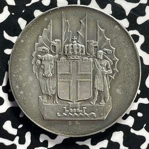 1931 Iceland Althing Millennium 10 Kronur Lot#JM9816 Large Silver!