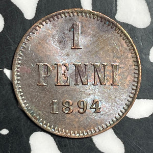 1894 Finland 1 Penni Lot#T2605 High Grade! Beautiful!