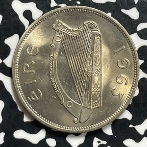 1963 Ireland 1/2 Crown Half Crown Lot#C0635 High Grade! Beautiful!