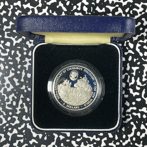 1988 Cayman Islands Columbus $5 Dollars Lot#B2583 Silver! Proof! With Box & COA