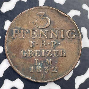 1832-L Germany Reuss-Obergriez 3 Pfennig Lot#C0957