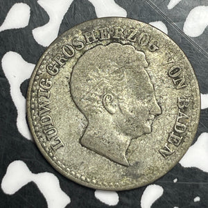 1830 Germany Baden 10 Kreuzer Lot#T6463 Silver!