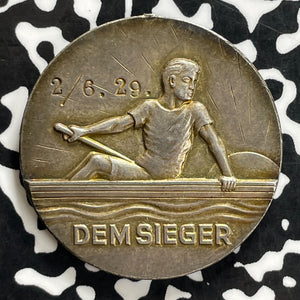 "1896" (1929) Germany Rowing Club Medal Lot#JM0235 Silver! Loup Removed, 35mm