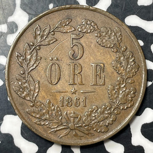 1861 Sweden 5 Ore Lot#E7754