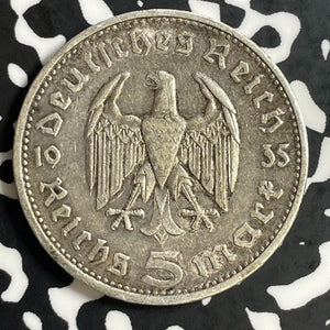 1935-G Germany 5 Mark Lot#E9352 Silver!