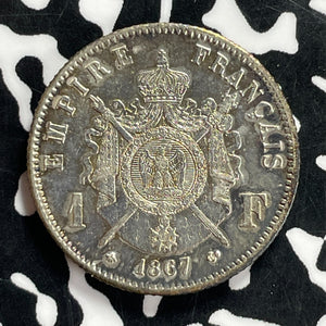 1867-A France 1 Franc Lot#JM9841 Silver! High Grade! Beautiful!