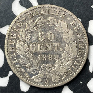 1888-A France 50 Centimes Lot#E8076 Silver!