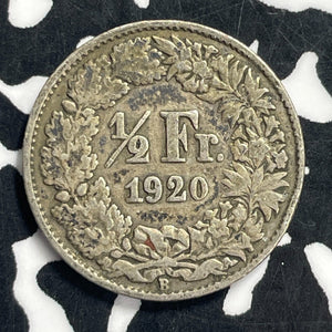 1920-B Switzerland 1/2 Franc Lot#C0718 Silver!