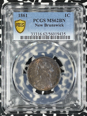 1861 New Brunswick 1 Cent PCGS MS62BN Lot#G049 Nice UNC!