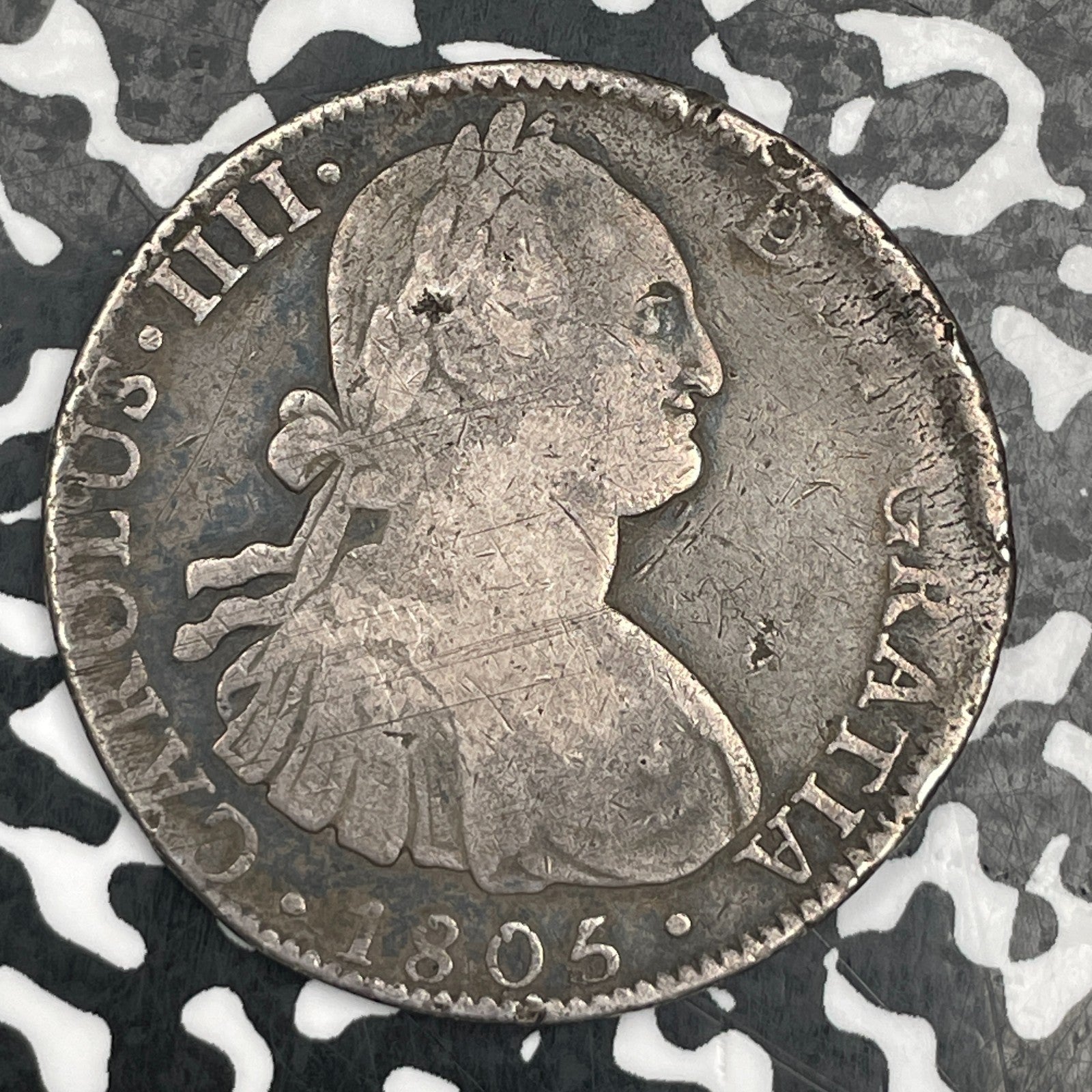 1805-Mo TH Mexico 8 Reales Lot#JM1604 Large Silver! Scratches