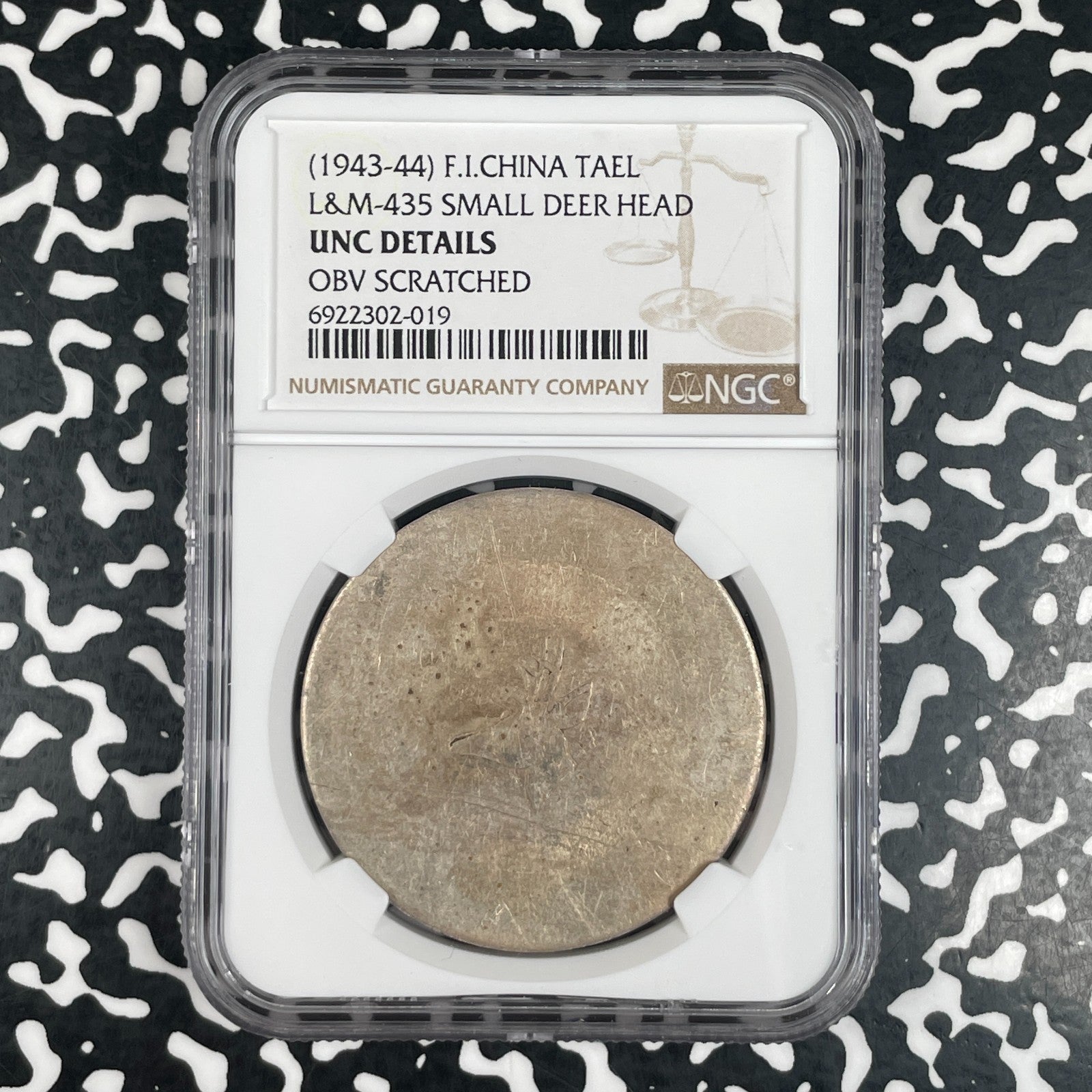 (1943-44) French Indo-China 1 Tael/Opium Dollar NGC UNC Detail Lot#G4062 Silver!