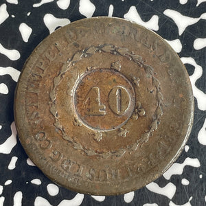 (1835) Brazil 40 Reis C/S on 1829 80 Reis Lot#T8476