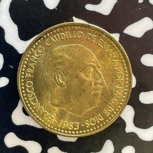 1963 (63) Spain 1 Peseta Lot#T3003 High Grade! Beautiful!