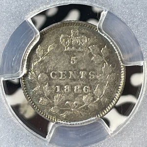 1886 Canada 5 Cents PCGS AU55 Lot#G159 Silver! Small '6' Variety