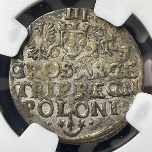 1621 Poland 3 Groszy NGC AU55 Lot#G8977 Silver!