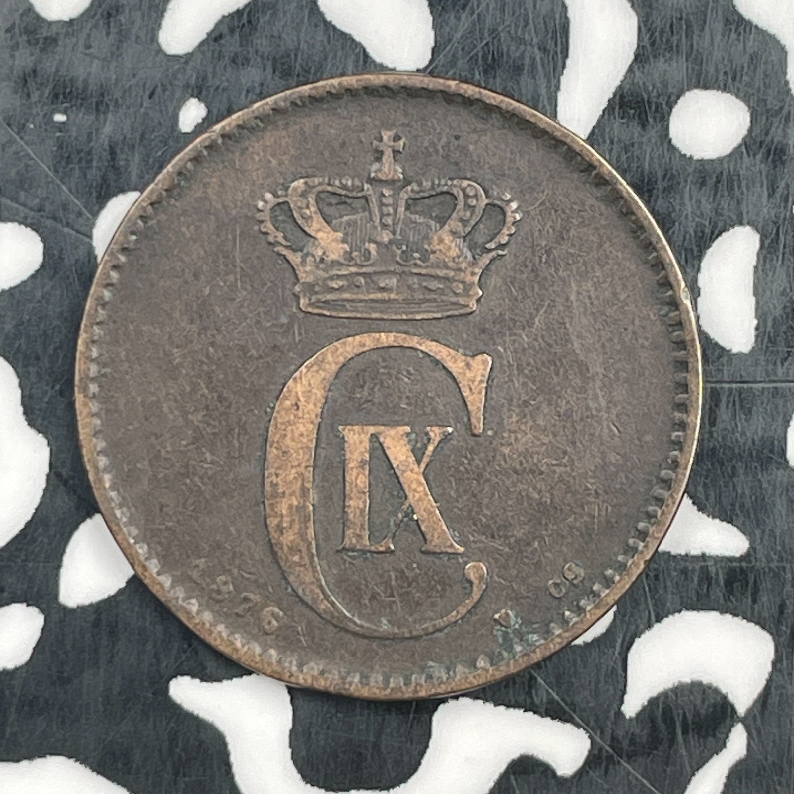 1876 Denmark 2 Ore Lot#JM2309 Key Date!