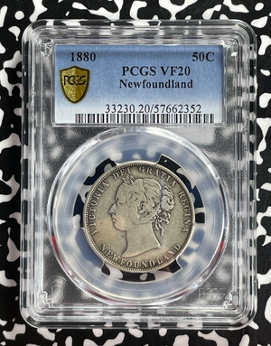 1880 Newfoundland 50 Cents PCGS VF20 Lot#G883 Silver! Key Date!