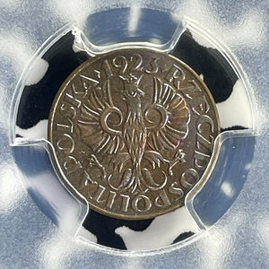 1923 Poland 1 Grosz PCGS MS64BN Lot#G899 Choice UNC! Beautiful Toning!