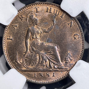 1881 Great Britain Farthing NGC MS64BN Lot#G7241 Choice UNC! 3 Berries Variety
