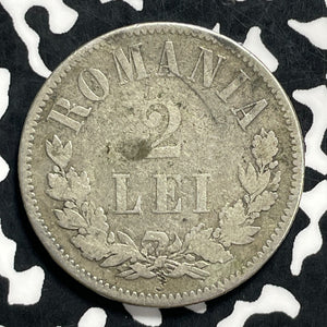 1873 Romania 2 Lei Lot#JM9978 Silver! Scarce!