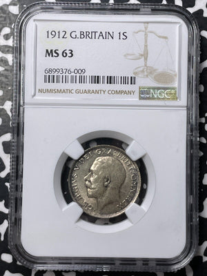 1912 Great Britain 1 Shilling NGC MS63 Lot#G8440 Silver! Choice UNC!