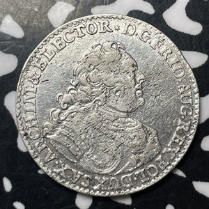 1740 Germany Saxony 1 Groschen Lot#JM8611 Silver! Beautiful Detail, Old Cleaning