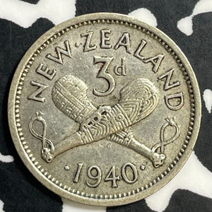 1940 New Zealand 3 Pence Threepence Lot#E7461 Silver!