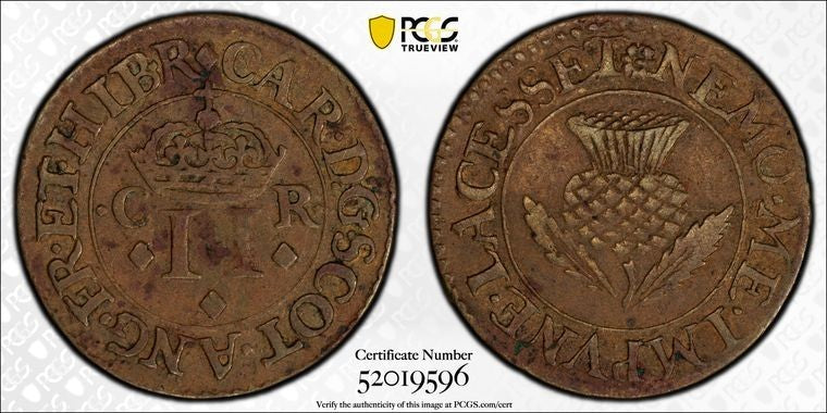 (1632-39) Scotland Charles I 2 Pence/1 Turner PCGS AU50 Lot#G1581 Top Graded!