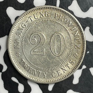 (1920) China Kwangtung 20 Cents Lot#T6596 Silver! Nice Detail, Old Cleaning