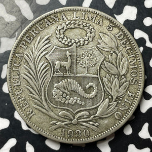 1930 Peru 1 Sol Lot#E7109 Large Silver Coin!