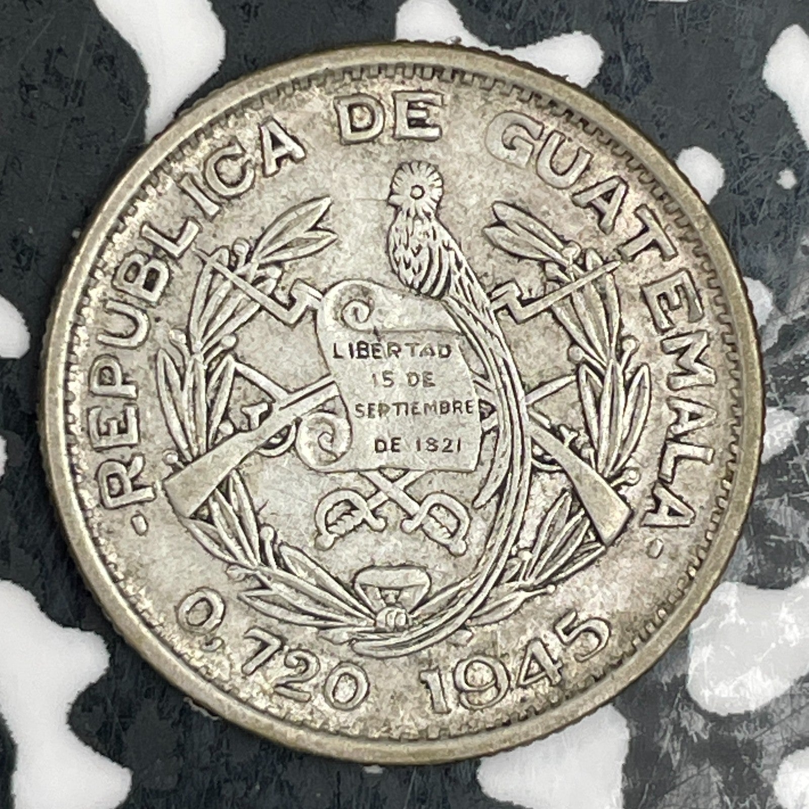 1945 Guatemala 10 Centavos Lot#N0562 Silver!