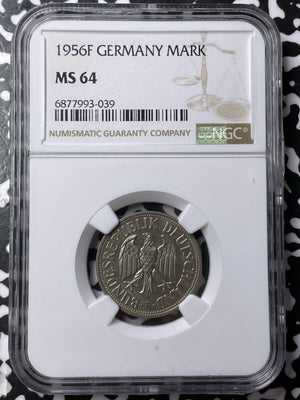 1956-F West Germany 1 Mark NGC MS64 Lot#G7049 Choice UNC!