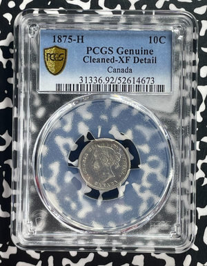 1875-H Canada 10 Cents PCGS Cleaned-XF Detail Lot#G712 Silver! Key Date!