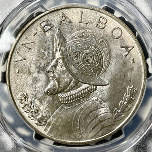 1947 Panama 1 Balboa PCGS MS64 Lot#G9836 Large Silver! Choice UNC!