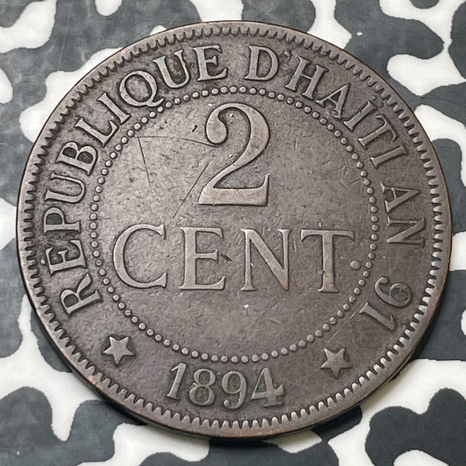 1894-A Haiti 2 Centimes Lot#N3805