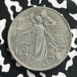 1911 Italy 2 Lire Lot#C0110 Silver!
