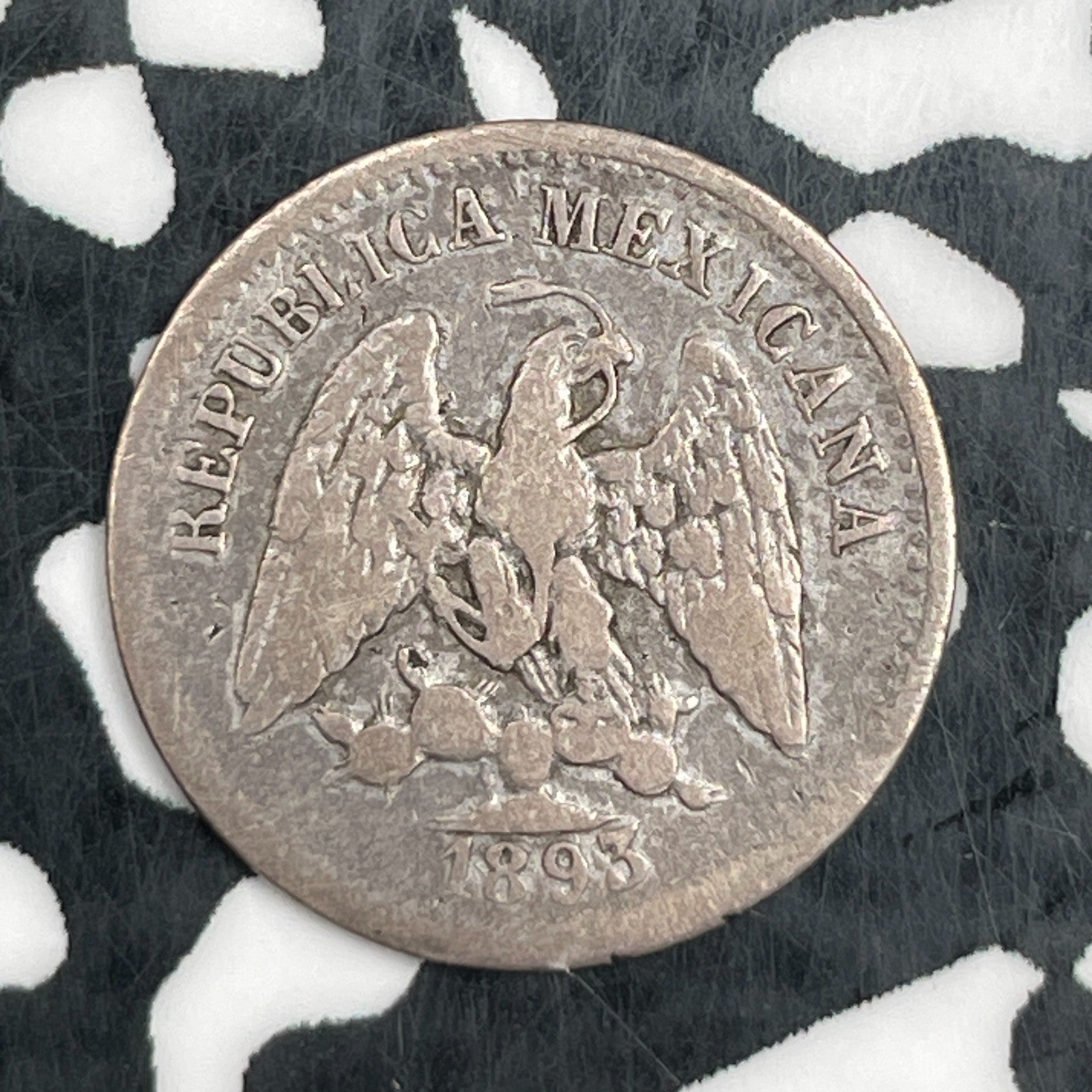 1893-Ho G Mexico 5 Centavos Lot#N2732 Silver! Low Mintage, Old Cleaning