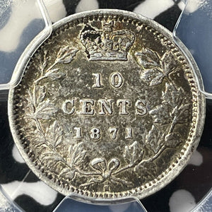 1871-H Canada 10 Cents PCGS AU50 Lot#G7296 Silver!