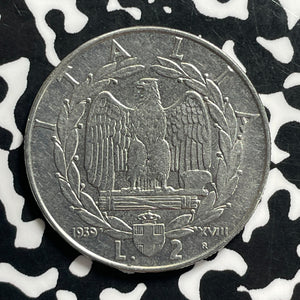 1939-R Italy 2 Lire Lot#C0489 High Grade! Beautiful!