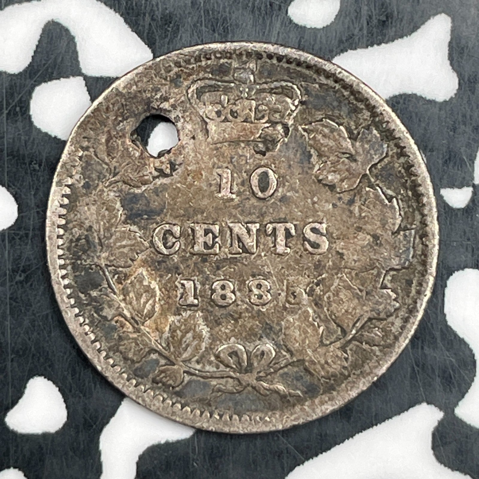 1885 Canada 10 Cents Lot#N2712 Silver! Holed