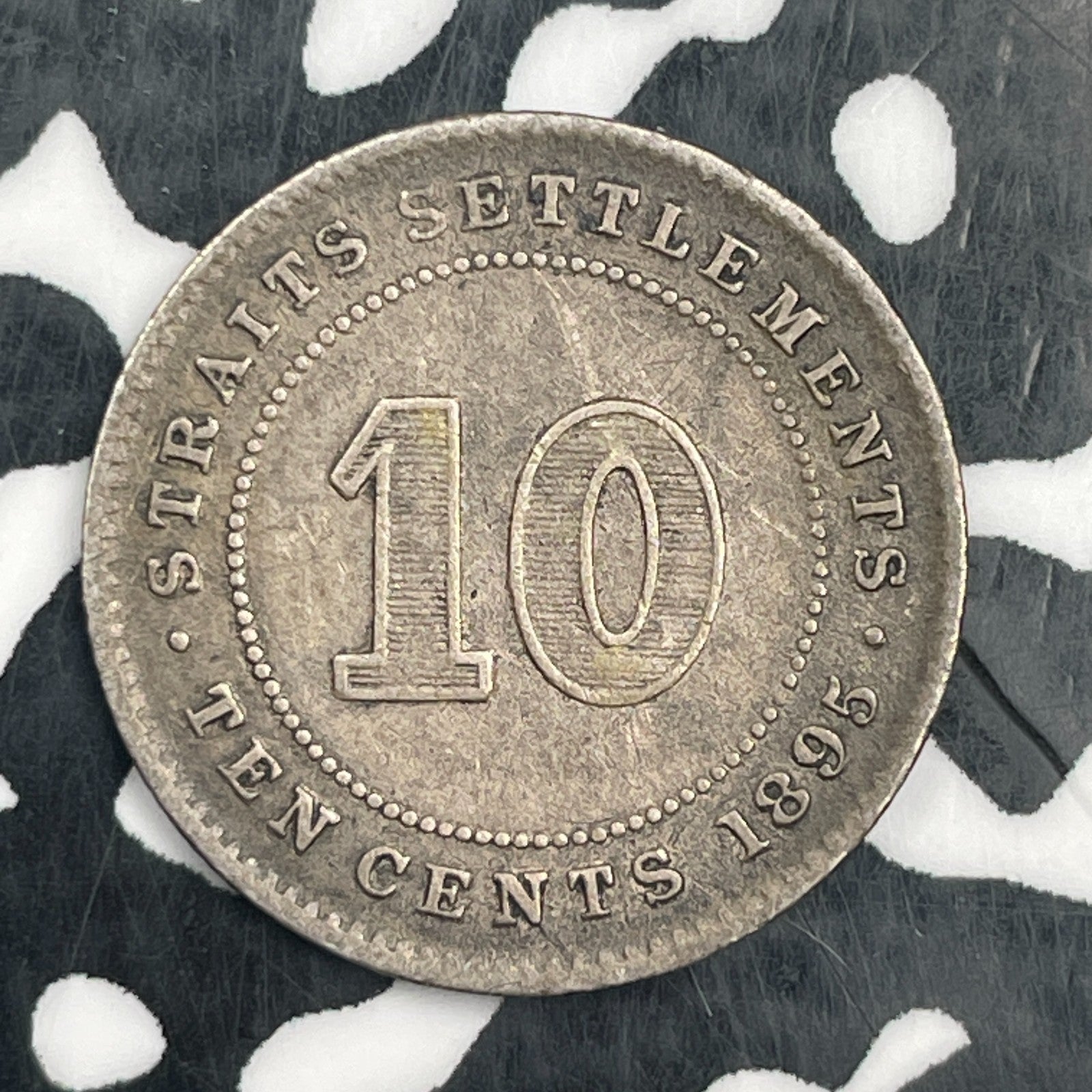 1895 Straits Settlements 10 Cents Lot#F9837 Silver!