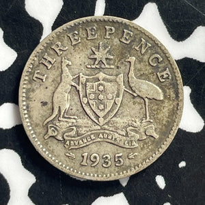 1935 Australia 3 Pence Threepence Lot#C0779 Silver!