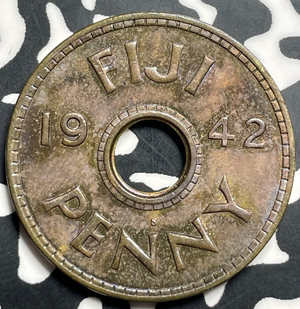 1942 Fiji 1 Penny Lot#T9374 High Grade! Beautiful!